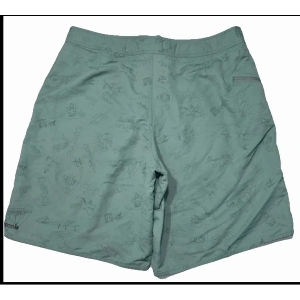 Mens Patagonia Wavefarer Swim Shorts All Over Surf Print & Script Barritz 38‎